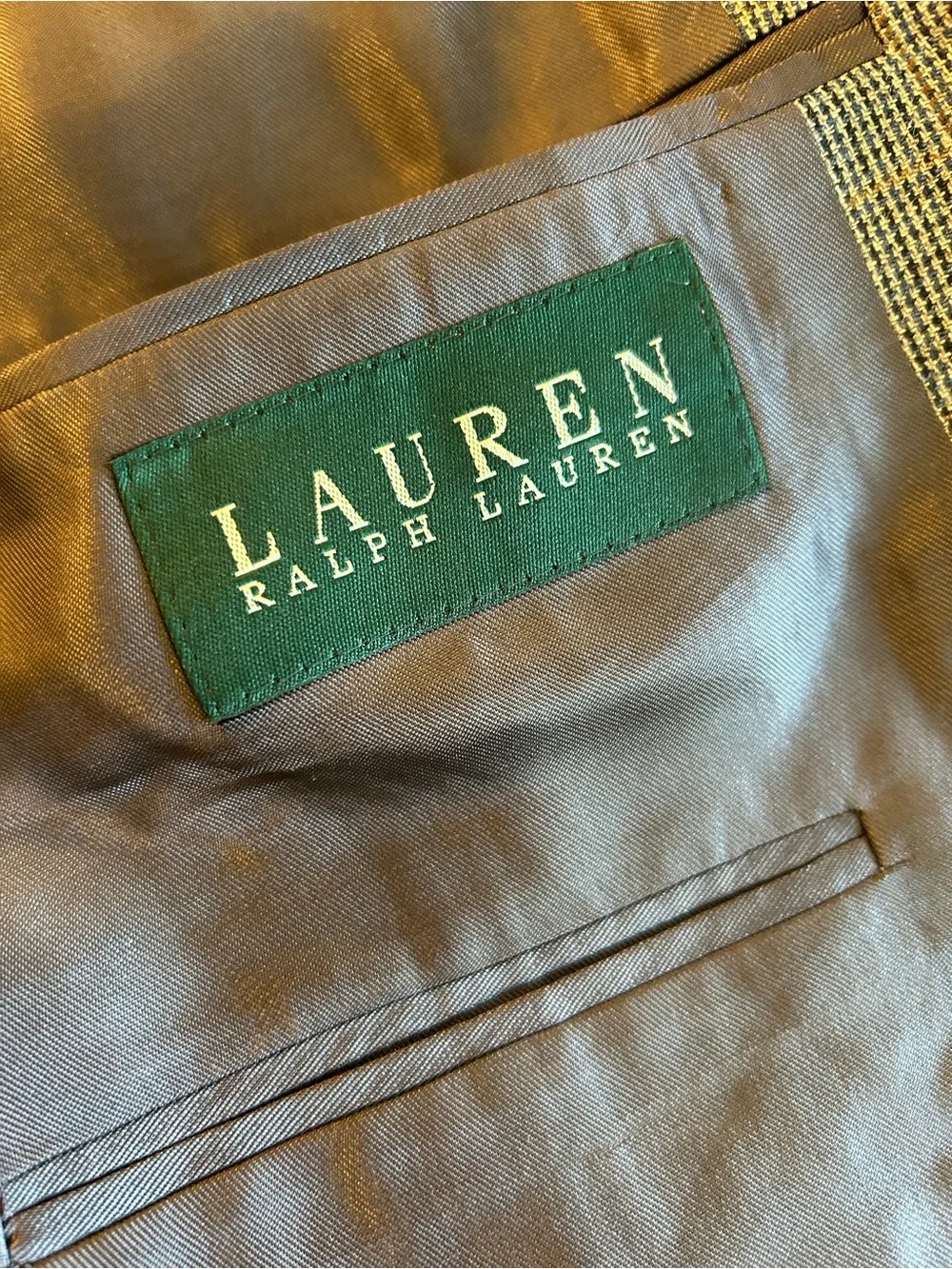 Lauren Ralph Lauren silk/wool blend men’s gray puppytooth print blazer size 46R